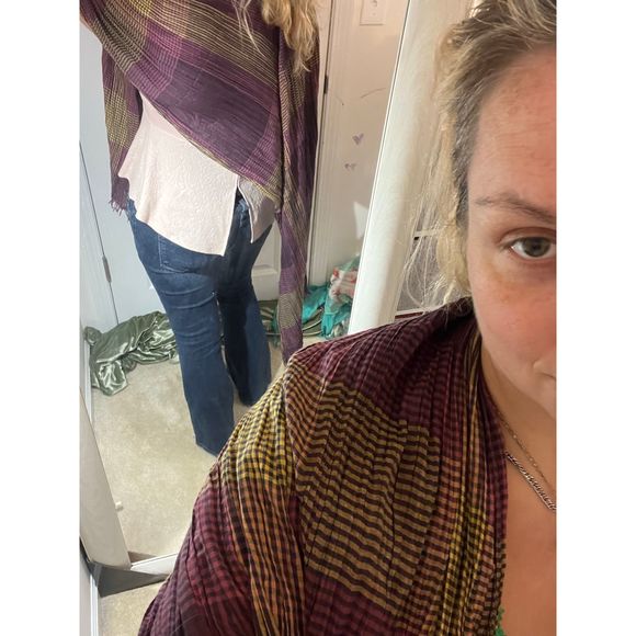 COPY - ❤️🧣BEAUTIFUL DESIGNER SCARF🧣❤️INFINITY LONG EUC GIFT Purple Plaid Print - Picture 6 of 9